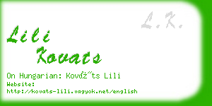 lili kovats business card